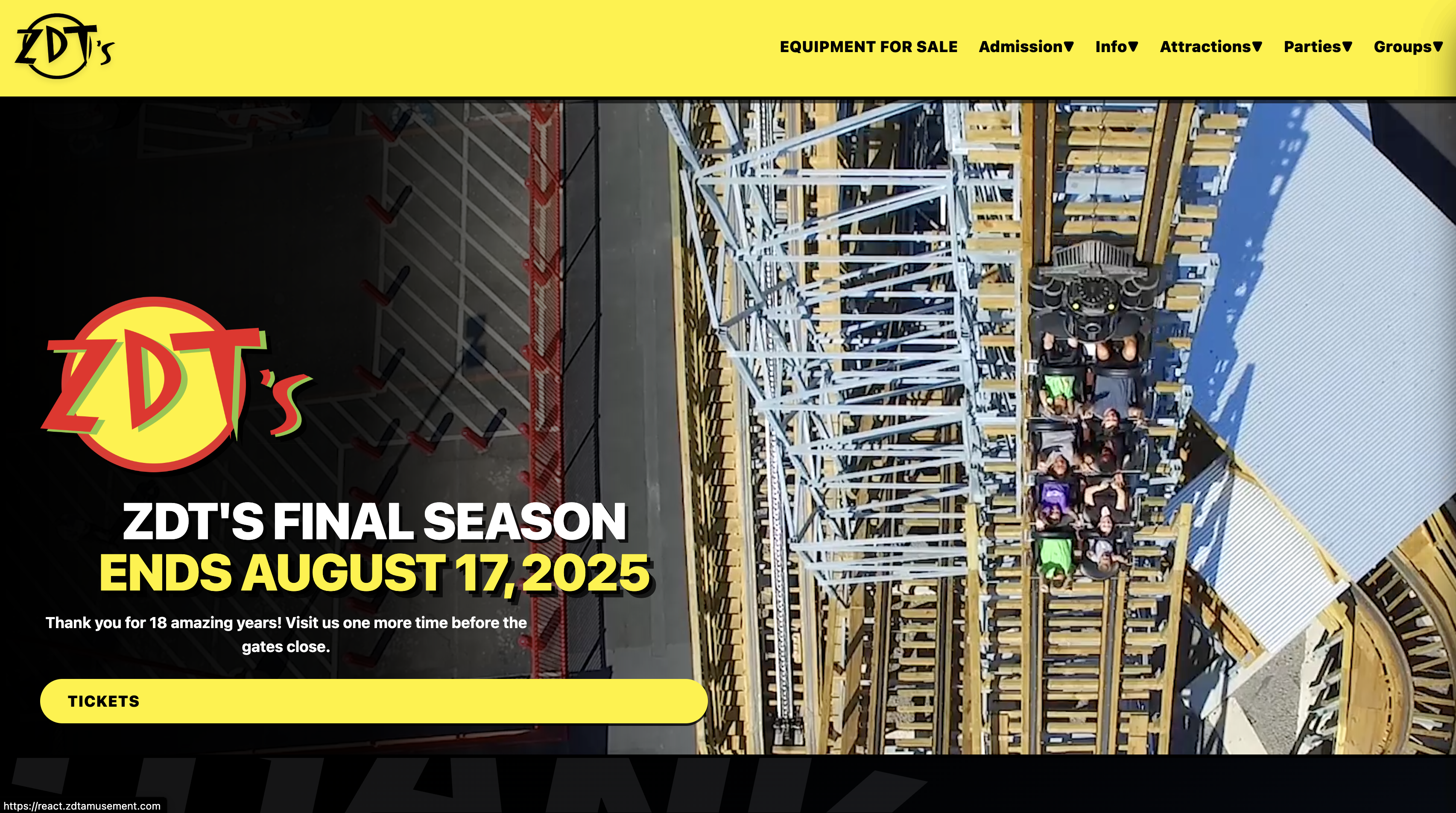 ZDTs Amusement Park Website Screenshot